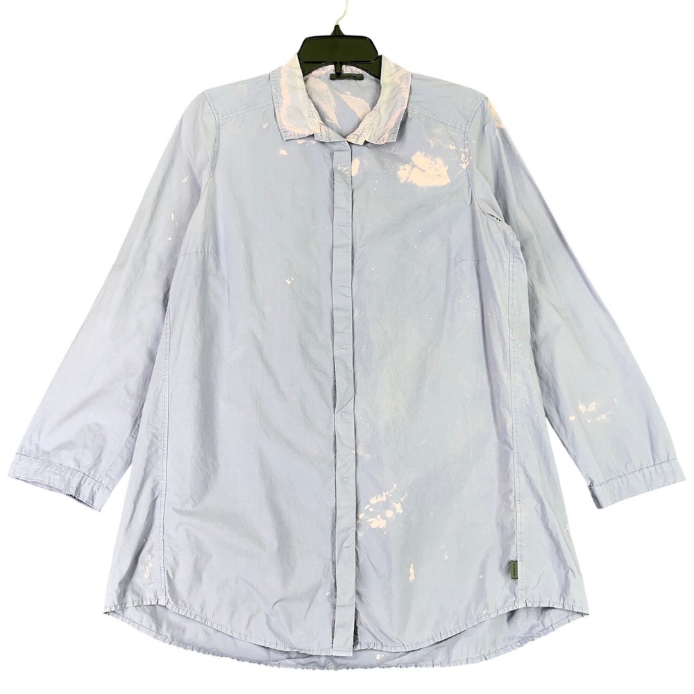 Oska Bleach Splatter Art To Wear Button Down‎ Tunic Longline Casual Womens 8